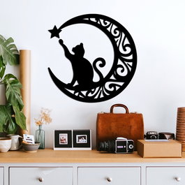 Wallity Cat 3 Accesorio Decorativo de Pared de Metal Negro 55 x 55 cm